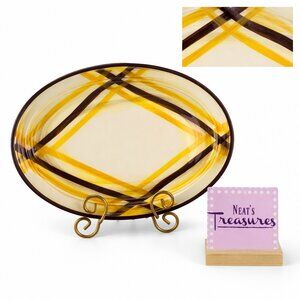 MCM Vernonware Kilns ORGANDIE Yellow Brown Plaid Large 14" Oval Serving Platter